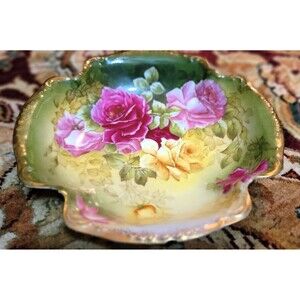 PT Porzellanfabrik Tettau Germany Hand Painted Porcelain Art Gold Gilt Impasto